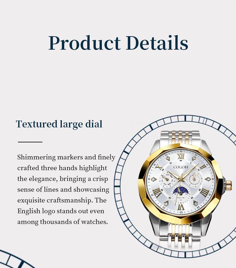 【Valentine’s Gift for Husband】new multifunctional luxury Moon Phase Master Men's Watch, equipped with original Swiss movement,  mechanical style, sapphire crystal, stainless steel strap, and luminous waterproof design.
