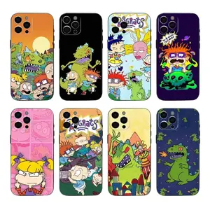 Funny Cute Cartoon Rugrats Phone Cases For iPhone 17 16 15 14 13 12 11 Promax Pro Air Plus Black Soft TPU Silicone Shockproof Cover Protection Gifts For Christmas Halloween Birthday