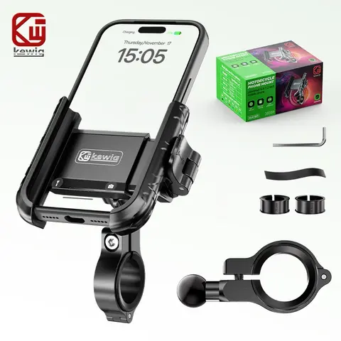 Kewig M29 Anti-Shake Phone Mount, 360° Rotation, 1-Handed Lock & Release, No Button/Camera Blocking, Portrait/Landscape View, Fits 5.4–7.2" Phones for Bikes, E-Bikes & Scooters