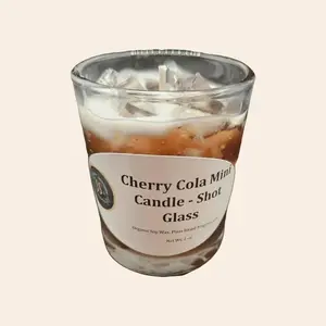 Cherry Cola Mini Gel Soy Candle – Shot Glass 2 oz | Handmade Scented Candle | Retro Sweet Scent | Sweet Serenity Creations