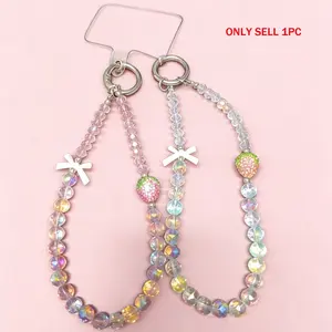 Dazzling Crystal Strawberry Phone Charm, Minimalist Ins Premium Phone Strap, Cute Phone Case Accessory