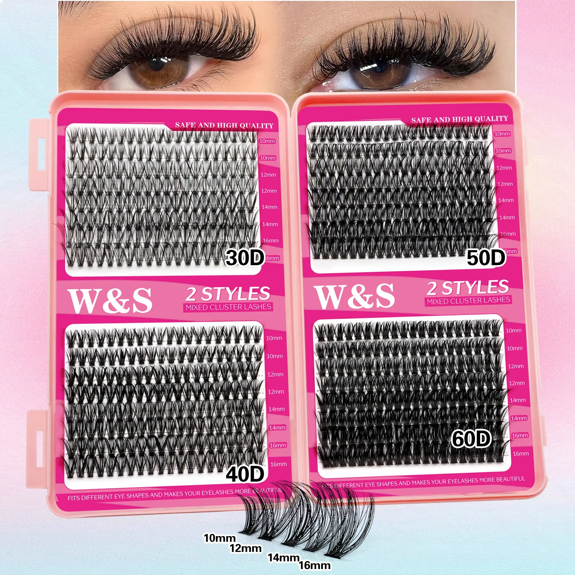 Beginner Eyelashes, 640 Clusters, 10D 20D 30D 40D 50D 60D, 10-16mm C Curl, Ultra Soft Lash Book, Easy to Use, Multiple Options, Individual Eyelash Kit, Eyelash Extension, Individual Lash Extensions, False Eyelashes Clusters