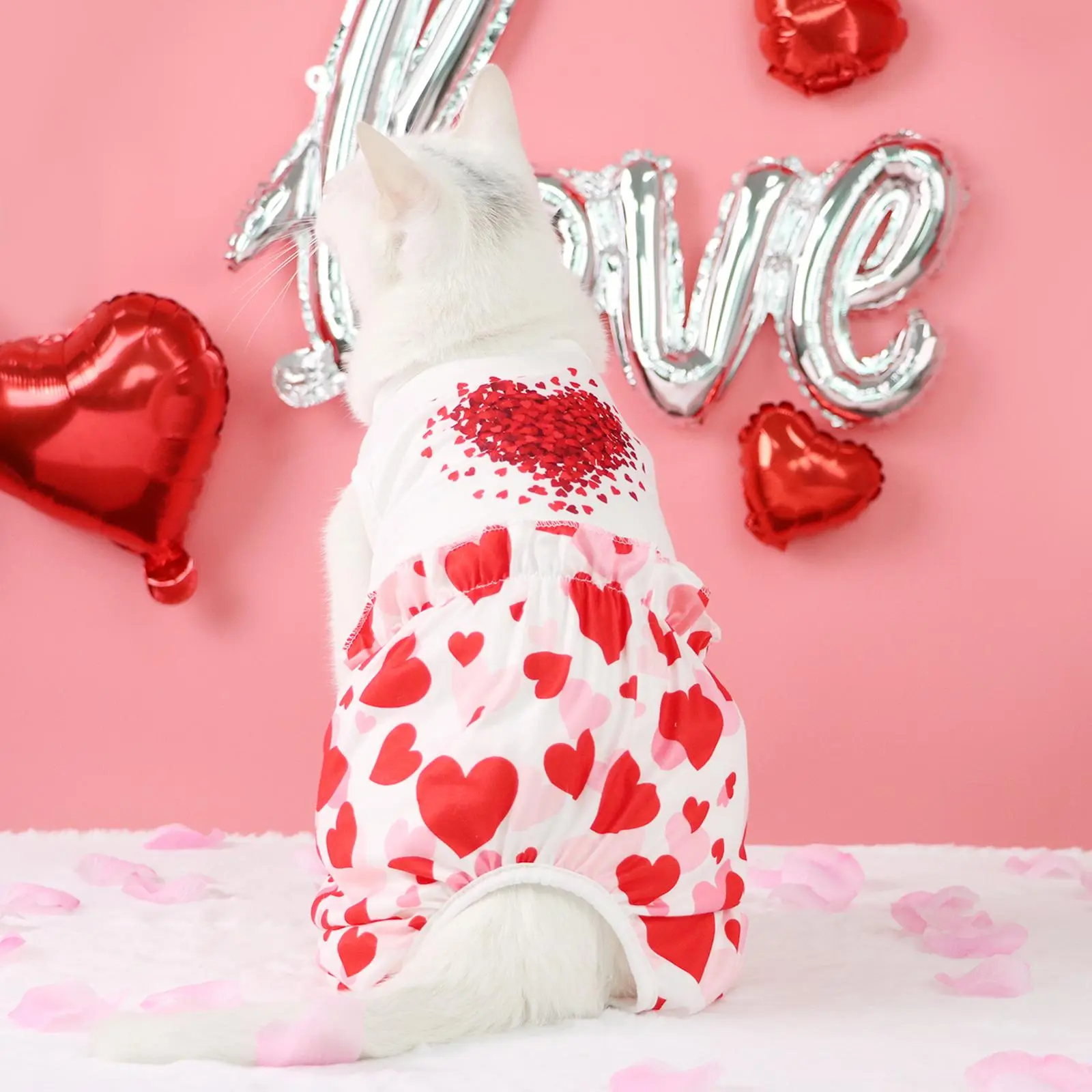 Heart Print Pet Overalls, Cute Pet Clothes, Pet Clothes for Small Dogs, Doggie Onesies, Cat Pet Clothes for Festival, Puppy Costume, Costumes, Outfits