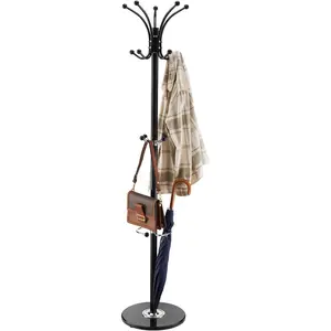 VEVOR Coat Rack Freestanding, Coats Tree Stand with Stable Marble Base 6 Hooks, Free Standing Hall Coat Rack for Entryway, Bedroom, Office, Living Room, Modern Clothes Hanger for Coats, Hats, Bags