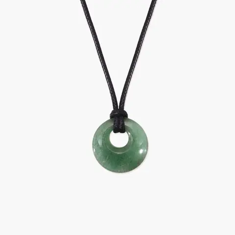 en route Green Aventurine Cord Necklace, Natural Stone with Braided Cord, Lightweight Comfort for All Day Wear, Fresh Spring Bloom Aesthetic, Ideal for Picnic or Nature Walk