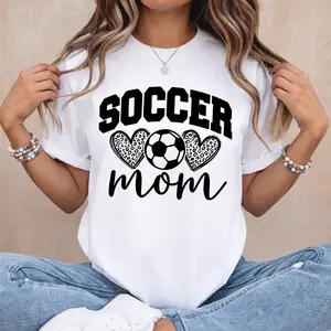 Summer Soccer Mom Tee for Women – White Crew Neck with Graphic Print