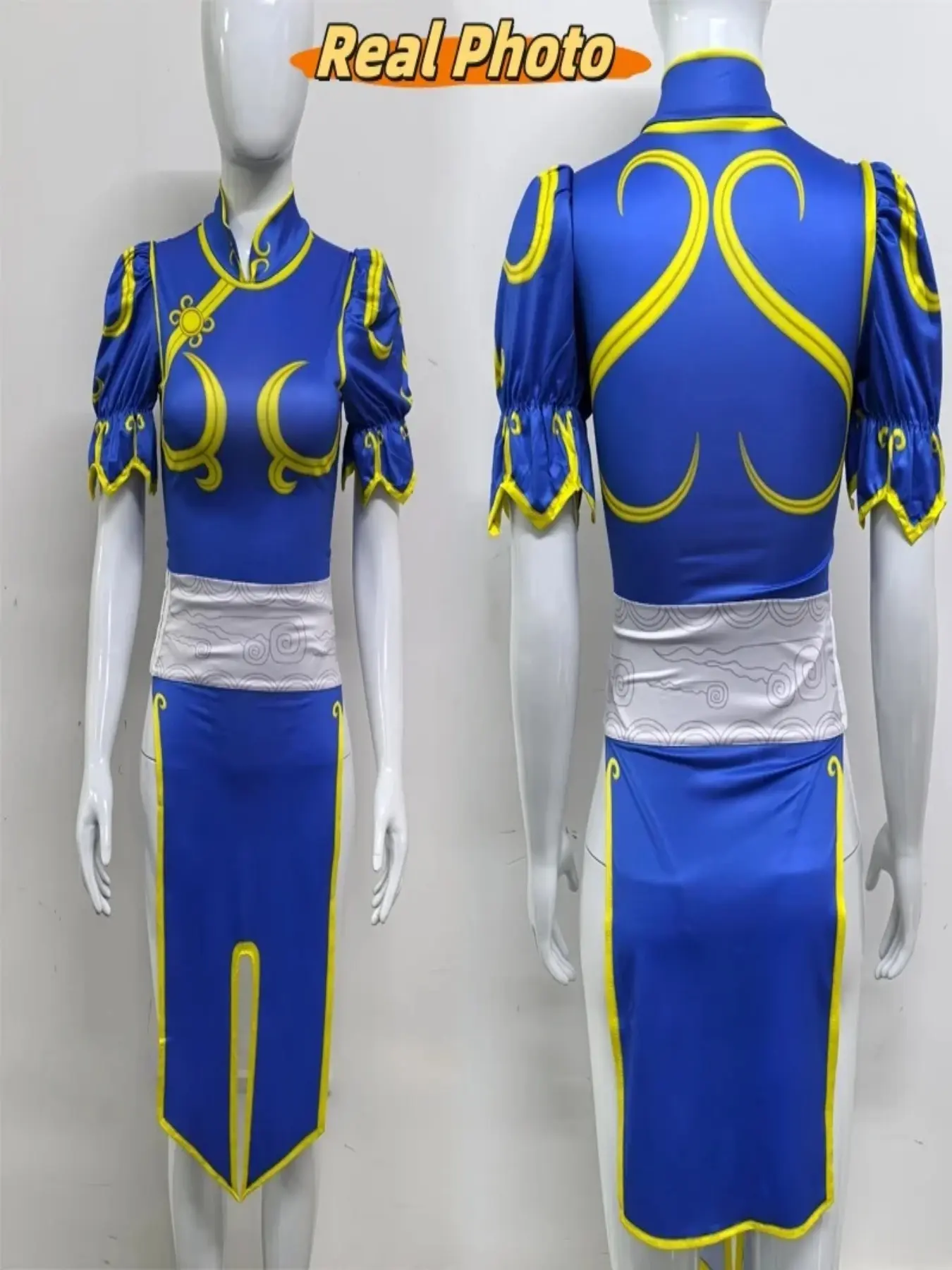 chun li blue dress Street Fighter Chun Li Blue Cheongsam Combat Uniform Cosplay Costume O –  Cosplaysky.ca main image 0