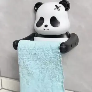 Cartoon Panda Design Toilet Tissue Rack, 1 Count Punch Free Toilet Roll Paper Tube Hanger, Bathroom Supplies for Home Hotel Dormitory, Bathroom Accessory, Bathroom Decoration Accessories