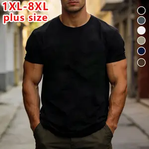 Summer upgraded super plus-size men’s short-sleeve T-shirt — comfortable stretch fabric for everyday casual sports wear; soft, durable material with a super-comfortable fit; available in multiple colors.