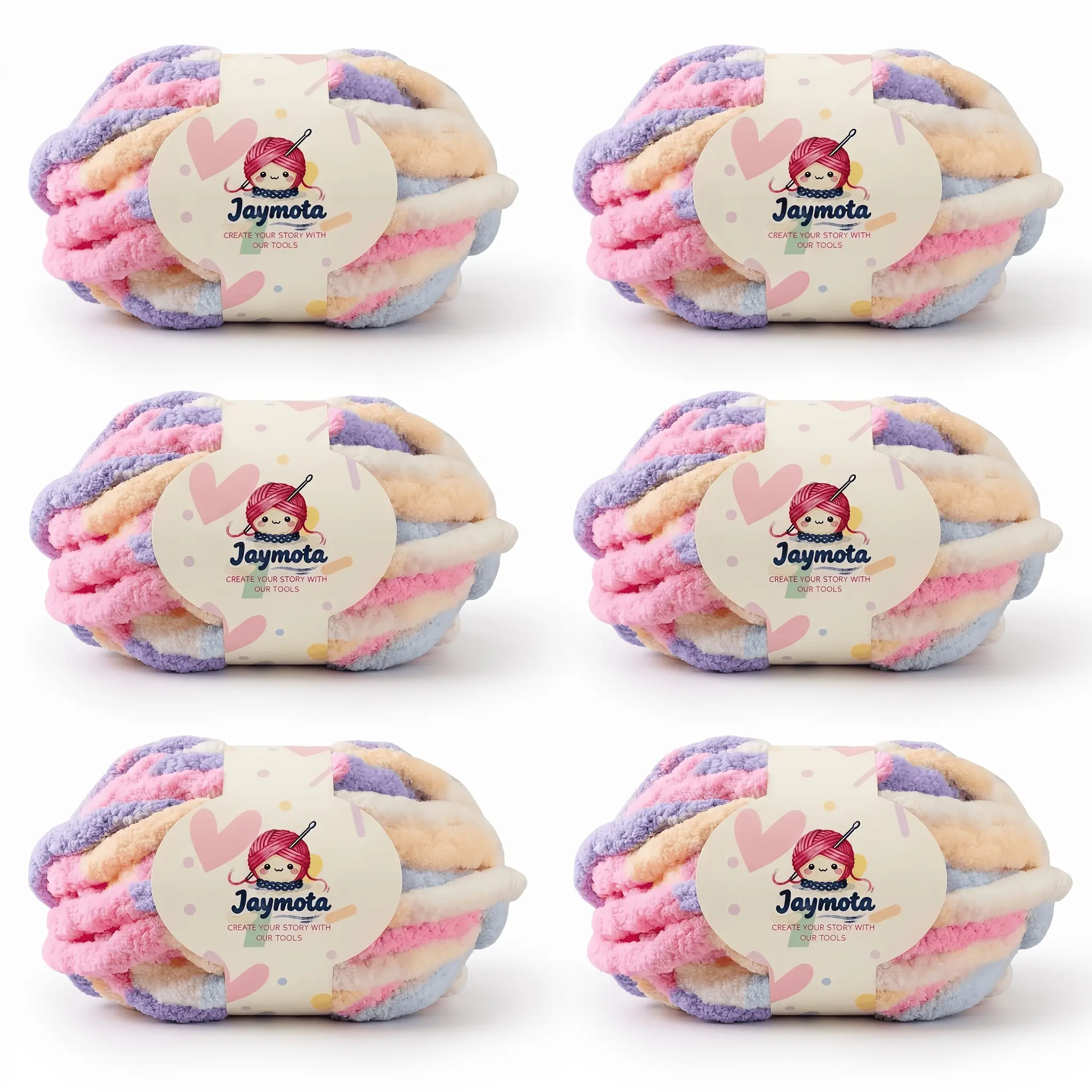 1500g 6 Skeins Super Bulky Chenille Yarn,Thick Velvet Yarn for Crochet & Hand Knitting, Soft Macaron Multi-Color Chunky Yarn for DIY Blankets, Cushions, Pet Beds, Knitting Supplies Set