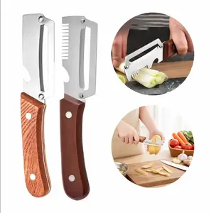 Premium-Grade Fruit &Vegetable Peelerl Sharp Stainless SteelBlade, Ergonomic Wooden Handle + Built-inBottle Opener - Ideal for Daily Kitchen Use