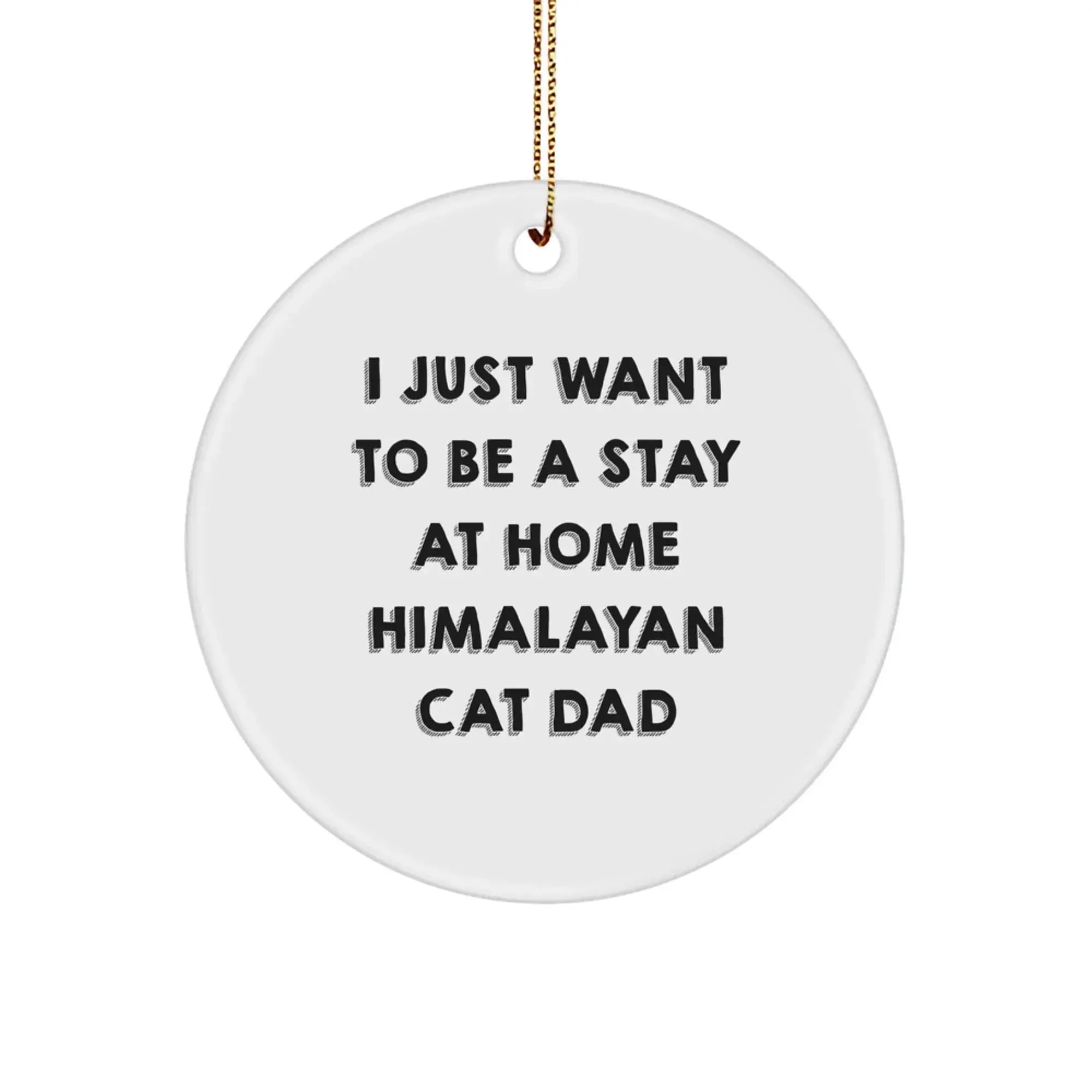 Funny Himalayan Cat Gifts for Husband from Wife, Christmas Unique Circle Ornaments, I Just Want To Be A Stay At Home Dad