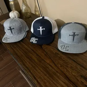 Nail Cross Style Embroidered Hats - Gray and Navy Blue Options with Unique Cross Design