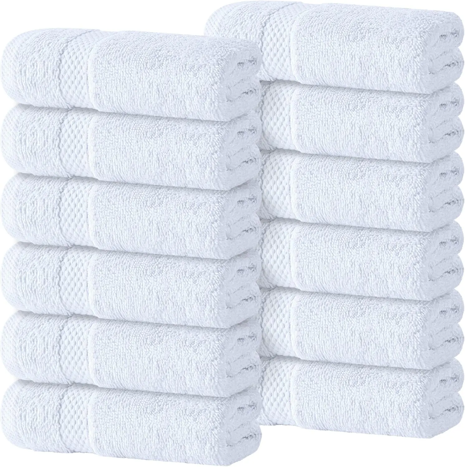 Luxury Cotton Washcloths - Large Hotel  Bathroom  Towel | 12 Pack |