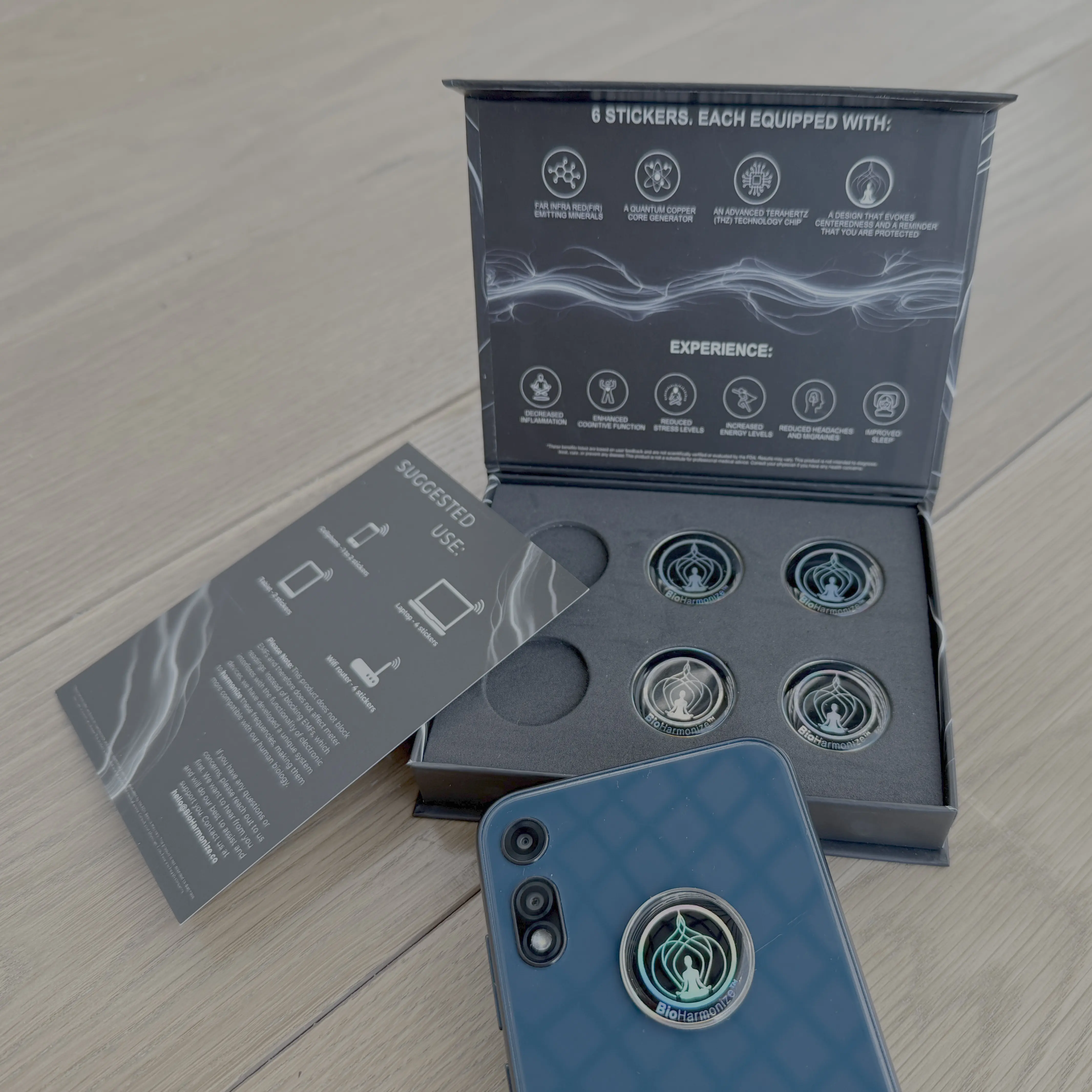 BioHarmonize Phone EMF Harmonizing Stickers - Multifaceted Neutralizer with Patented Quantum Technology & Natural Minerals | Pack of 6
