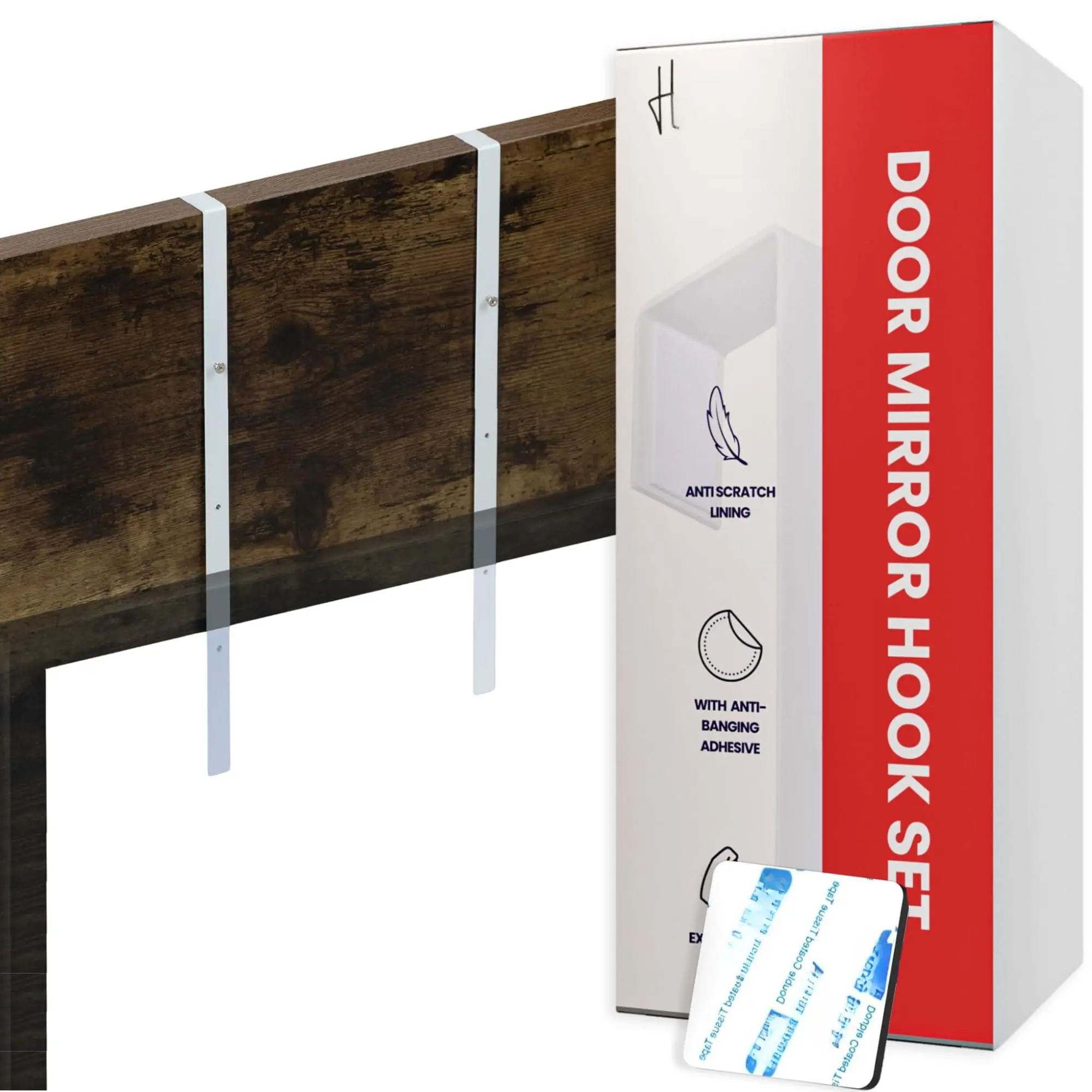 Pending Over-the-door Mirror Hanger: Adjustable 14.5-inch Set W/ Protective Lining | Height & Fit - 2 Brackets  1.5'' Door Depth