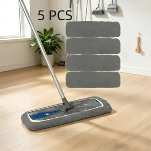 5-Pack Microfiber Mop Replacement Pads, Washable & Reusable Refills with High Absorbency, Fits Most Flat Mops for Wet/Dry Cleaning on Hardwood, Tile & Laminate Floors