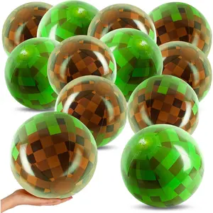 12PCS 12Inch Beach Ball Set for Green Pixel Themed Birthday Party Decorations Pool Party Supplies Summer Outdoor Activities Kids Party Favors Class Celebration & Holiday Games