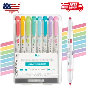 Mildliner Dual-Tip Highlighters, Broad and Fine Tips 8-Pack