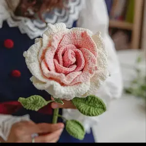 Big Rose Crochet Flower Gift for Her Mom Daughter Unique Handmade Knitted Floral Decor