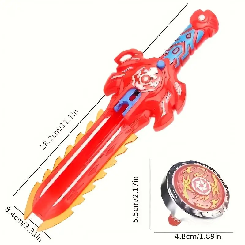 Gyro-Sword Launcher Battle Set, with Gyroscope - Interactive Toy for Two Players, featuring motion-activated combat function and stable base, suitable for indoor and outdoor play - Perfect birthday/holiday gift for boys and girls