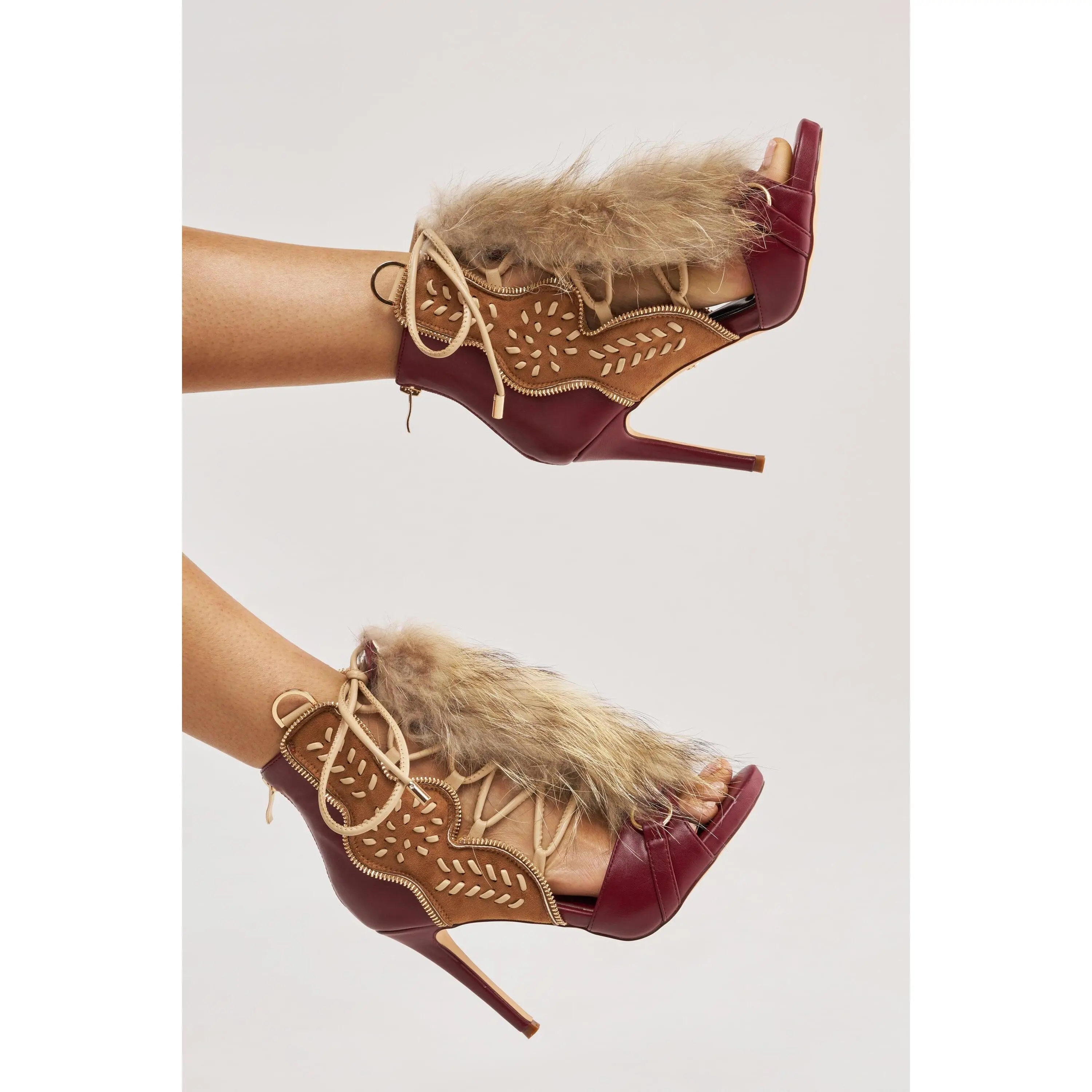 AZALEA WANG SHAINY MULTI MATERIAL SANDAL