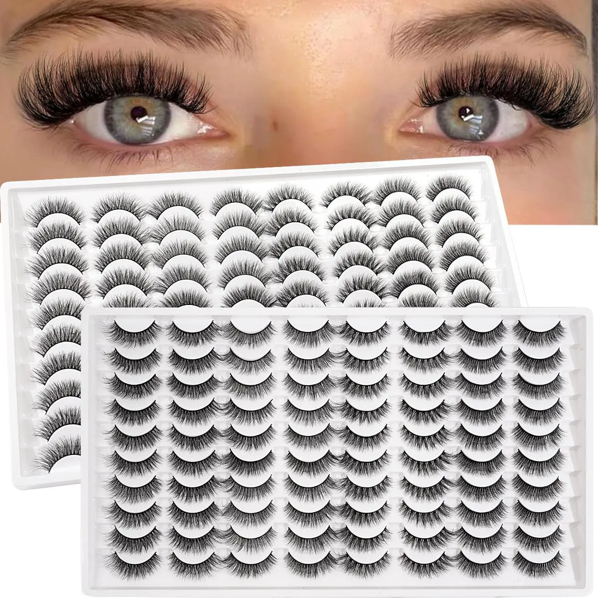 MAGEFY 80 Pairs Fluffy False Eyelashes, Mixed Styles Wispy Cat Eye & Natural Curl Strip Lashes, Soft Lightweight Lashes for Everyday Makeup#DealsForYouDays#SummerWins Fake Lash Cosmetic