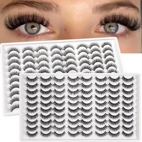 MAGEFY 80 Pairs Fluffy False Eyelashes, Mixed Styles Wispy Cat Eye & Natural Curl Strip Lashes, Soft Lightweight Lashes for Everyday Makeup#DealsForYouDays#SummerWins Fake Lash Cosmetic