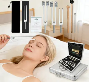 4Pcs Weighted Aluminum Tuning Fork Set (128Hz, OM 136.1Hz, MI 528Hz, 4096Hz) for Chakra, Solfeggio, Sound Healing, Meditation & Biofield Therapy with Mallet