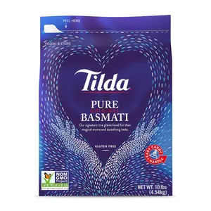 Tilda Pure Basmati Rice 10lb | Long Grain Aromatic White Rice | Large Resealable Bag | Premium Restaurant Quality | Perfect for Biryani & Pilaf
