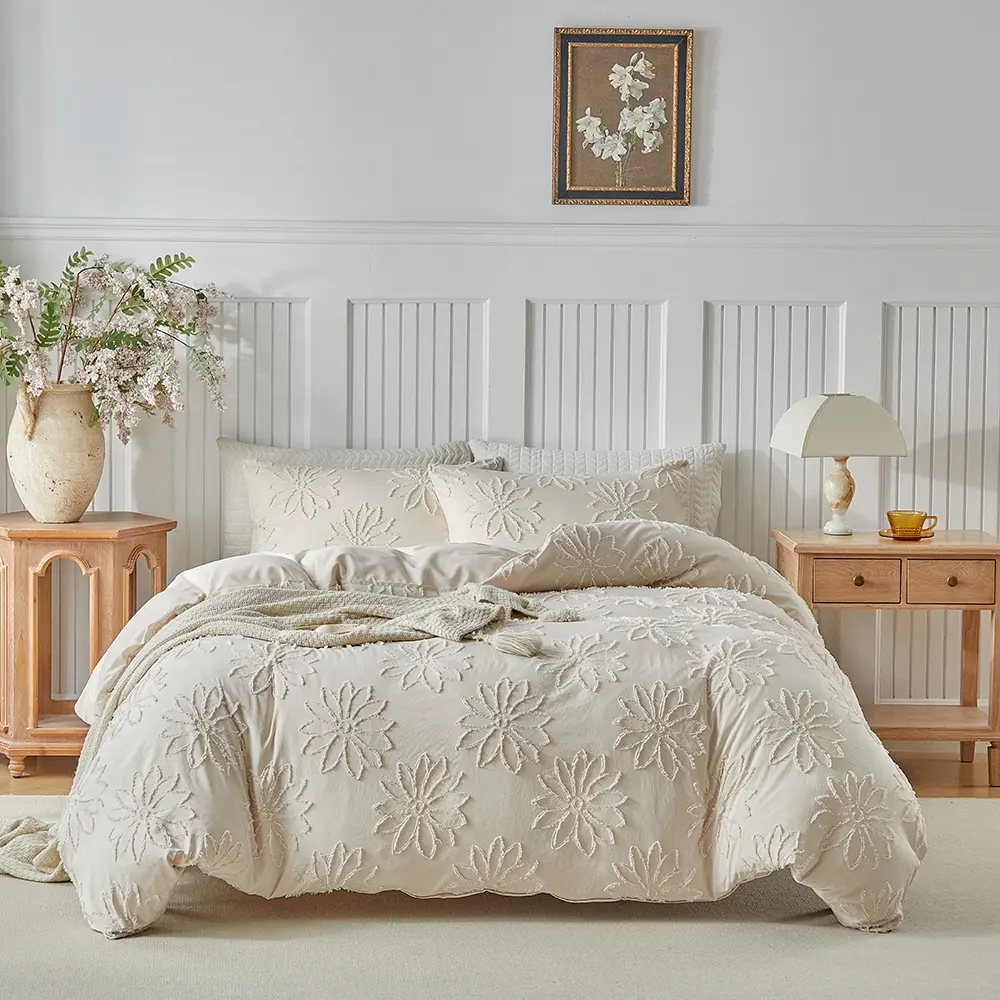 Floral Stripe Bedding Set, Elegant Bedroom Decor, All-Season Comfortable Duvet Cover, Breathable Duvet Set, Includes Pillowcases, Perfect Gift for Home, Bed Sets