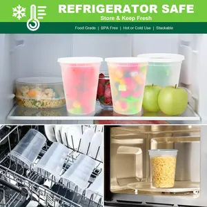 TINANA Food Storage Containers 24Pack, 32oz Plastic Deli Containers with Lids, Slime, Soup, Meal Prep Containers, BPA Free, Leakproof, Microwave Freezer Dishwasher Safe