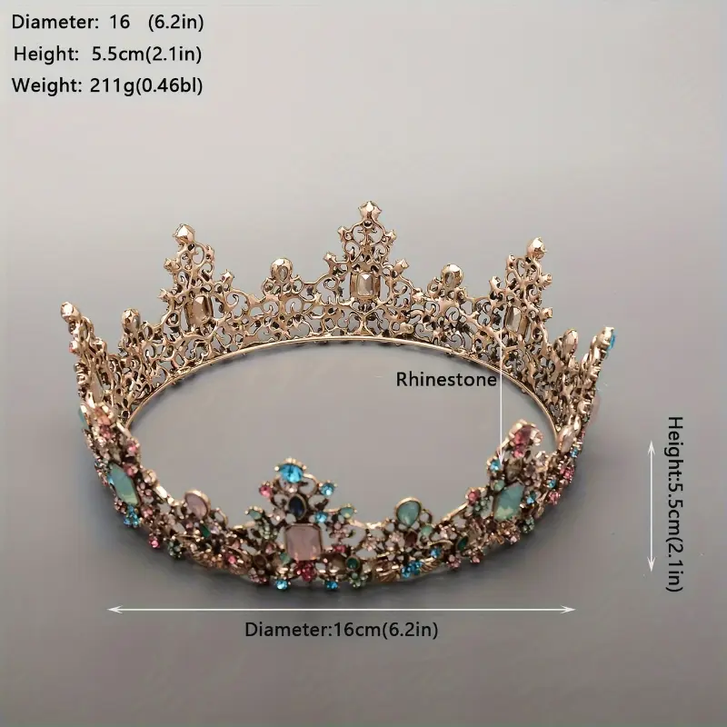 Elegant Vintage Bridal Crown, Fairy Fantasy Full Circle Zinc Alloy Headdress with Sparkling Rhinestones for Weddings, Fairy Theme, Sparkling Stones, Bridal Shower