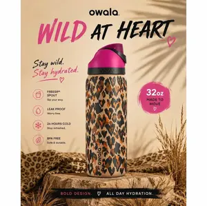 NEW Owala "Wild At Heart" 32oz Free Sip Limited Edition UO Cheetah Leopard Print