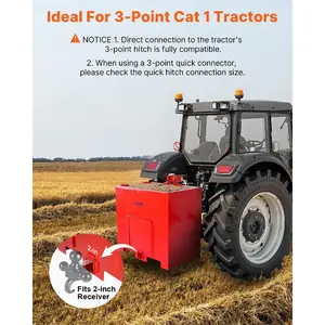 VEVOR Ballast Box, Corrosion-Proof 3-Point Category 1 Tractor Ballast of 800lbs Load Capacity for 2 in Hitch Receiver, Heavy-Duty Thickened Steel 5ft Volume, Loader Attachment with Sliding Door, Red