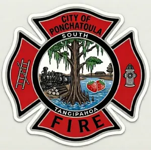 City of Ponchatoula FD Helmet Window Decal 2" to 23" Tall Regular or Reflective Vinyl UV Protected for Helmets and Vehicles