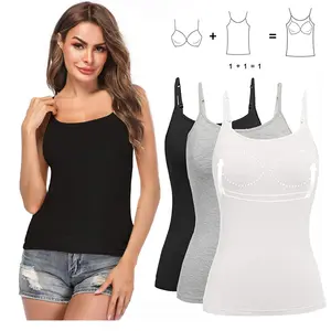 Women's Tank Tops Adjustable Strap Camisole with Built-in Padded Bra Vest Comfortable Cami Top for Layering, Casual Wear, or Sports Activities | Soft and Stretchy Fabric with Light Support, Perfect as Undershirt or Standalone Top for Everyday Use