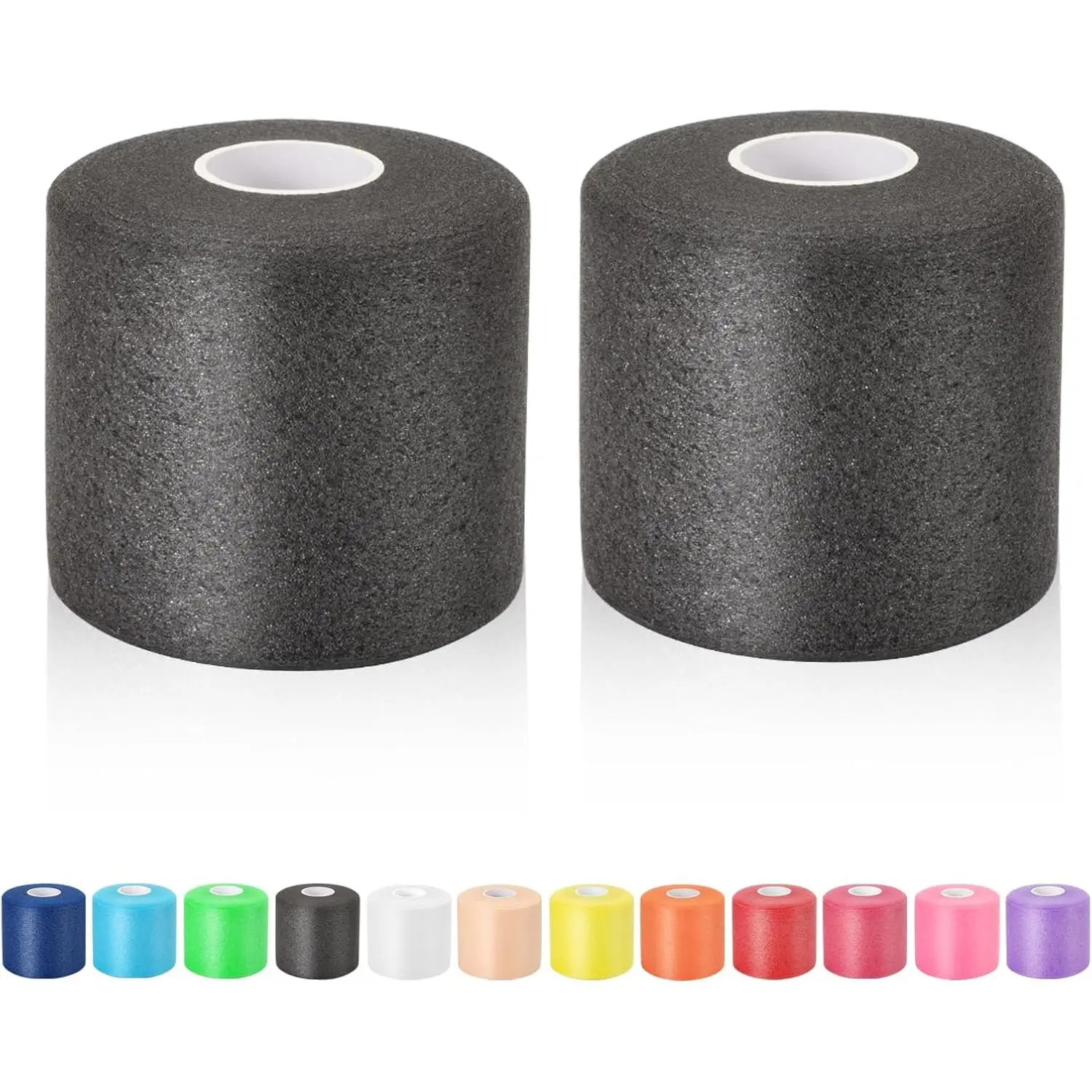 Pre Wrap Athletic Tape 2 Pack, 2.76 Inch x 30 Yards Athletic Tape Sports Prewrap, Foam Underwrap for Ankle Wrist  Elbow Hair Soccer, Black