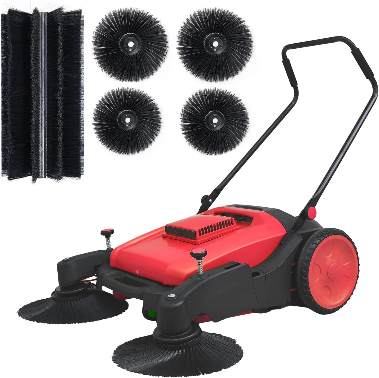 43" Manual Walk-Behind Push Floor Sweeper, Commercial Machine with 15 Gal Large Capacity, Cleans Up to 46000 Sq Ft/Hour for Indoor & Outdoor Debris Removal