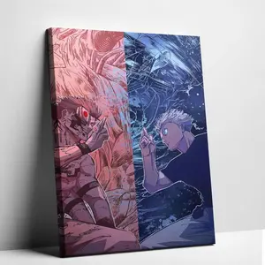 Jujutsu Kaisen Gojo vs Sukuna Inspired Canvas Painting Strongest Sorcerer Poster Prints Shonen Manga Domain Expansion Graphics Artwork Home Office Studio Lounge Background Wall Hanging Anime Poster