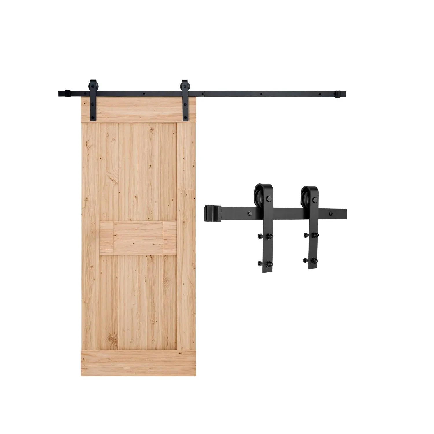 【Summerfinds】VEVOR 6 ft Sliding Barn Door Hardware Kit (13.85 lbs, 330 lbs Cap.), Carbon Steel Track, Quiet Rollers, 72.05 x 1.57 x 0.02 in, Easy Install, Fits 36 in Max Width & 1-3/8 to 1-3/4 in Thickness Single Door, Black, Ideal for Bedroom, Outdoors,,