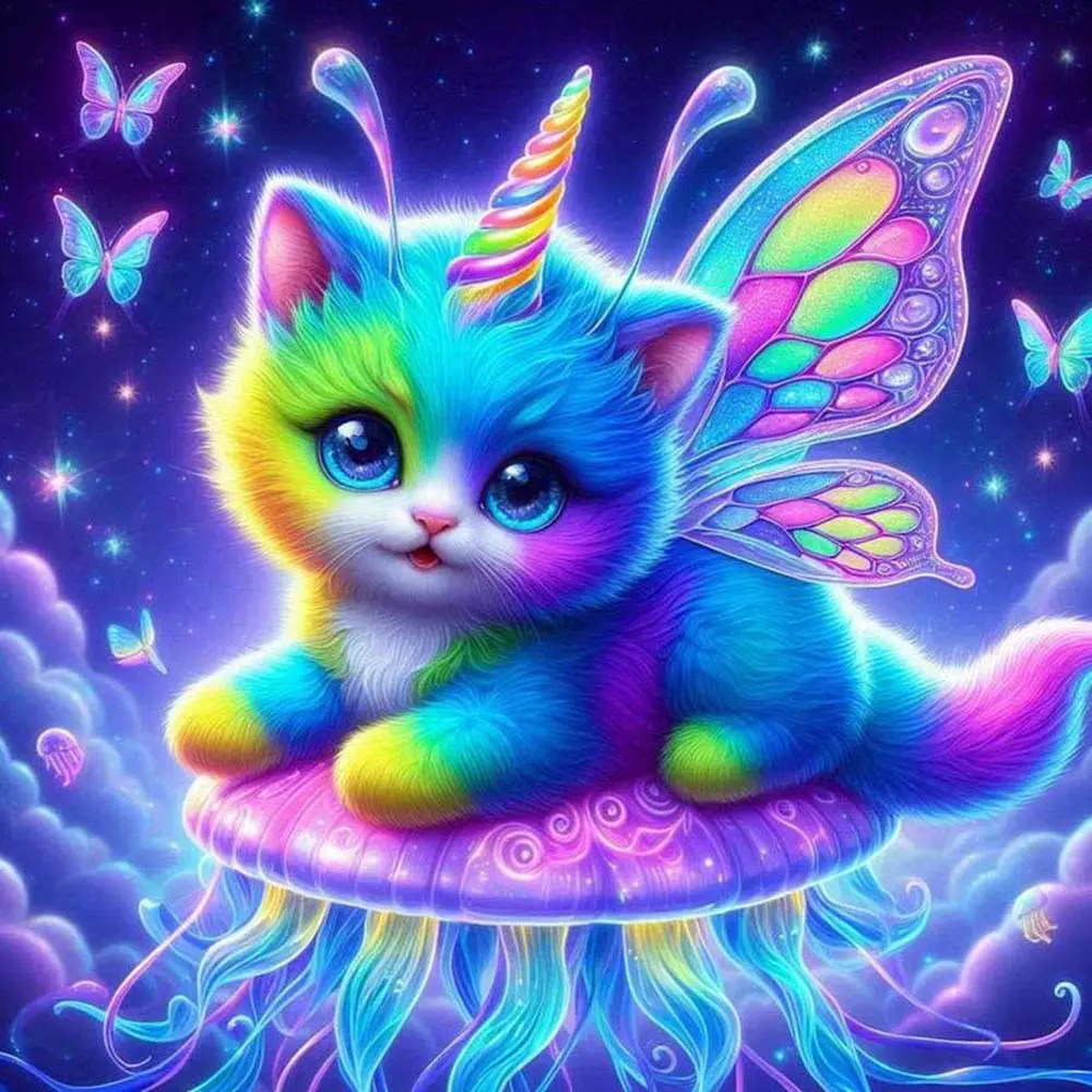 5D DIY Full Drill Diamond Painting - Diamond Painting Kit Dreamy Unicorn, Butterfly Wings. Mosaic Canvas DIY Wall Art, Home Wall Decoration, Diy Kits
