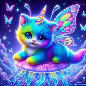 5D DIY Full Drill Diamond Painting - Diamond Painting Kit Dreamy Unicorn, Butterfly Wings. Mosaic Canvas DIY Wall Art, Home Wall Decoration.