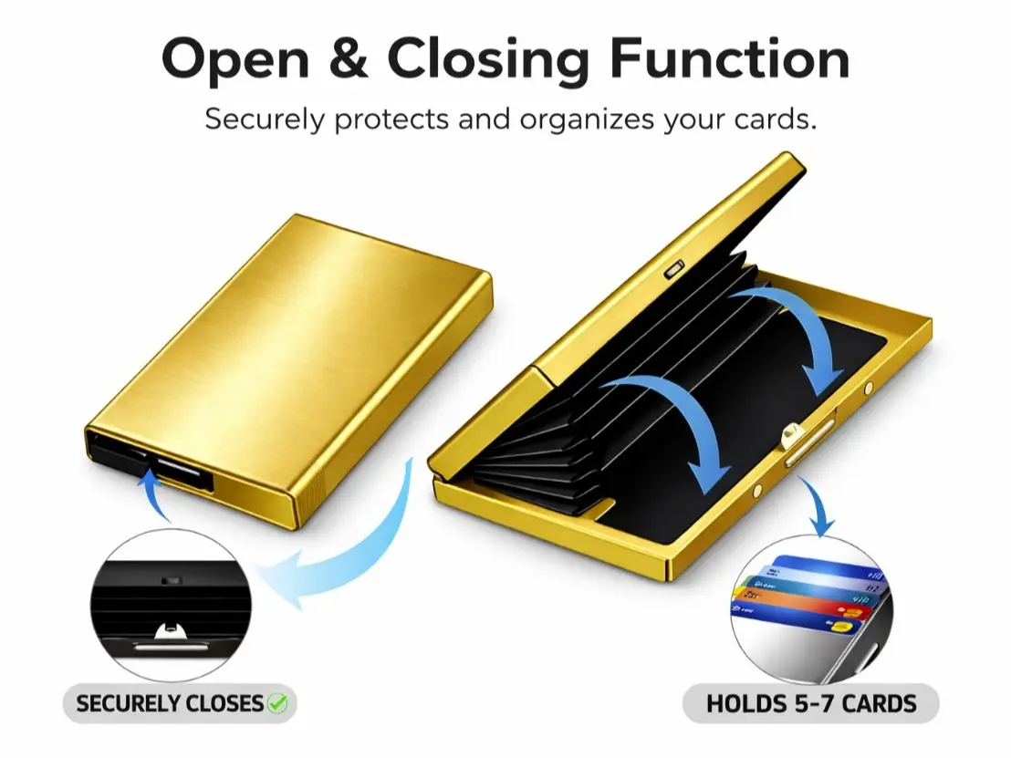 Slim RFID Blocking men's Wallet Sturdy Stainless Steel Credit Card Holder Secure Front Pocket Design for Men Women