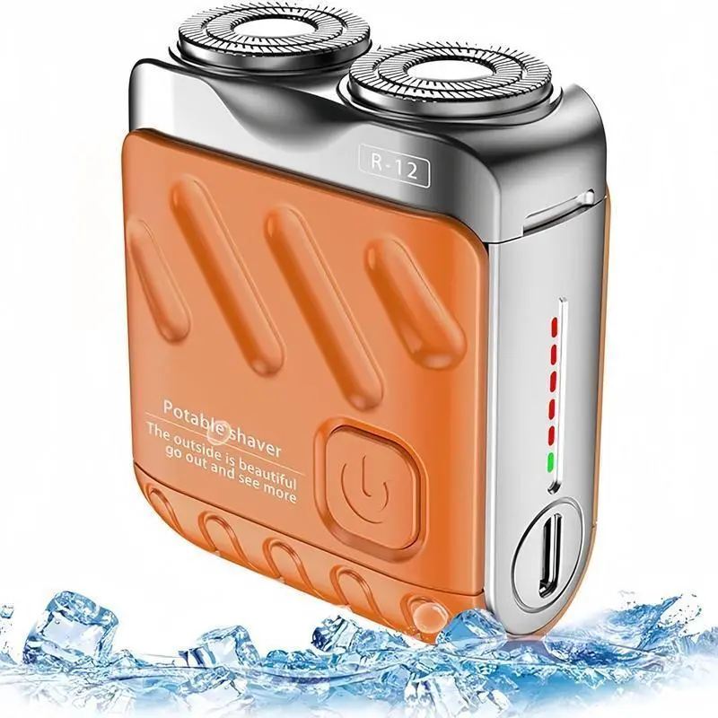 Traveler Mini Electric Beard Trimmer, Portable Shaver, Waterproof Design, Comfortable and Precise, Dual Ring Blades, Suitable for Travel and Daily Use, Cordless Waterproof Shaver, USB Rechargeable Shaver