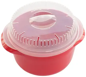 Microwave Multi Cooker Pot with Strainer Lid – Fast Cooking Bowl for Rice, Pasta, Vegetables, Soup, Noodles & Easy Kitchen Meal Prep