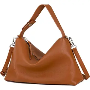 DONNAIN Premium Full-Grained Leather Crossbody Bags for Women, Slouchy Shoulder Bag with Adjustable Strap and Tote Handbag