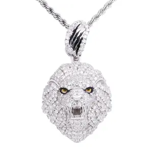 【#P764】Lion's Head Pendant UCCIYO S925 Sterling Silver Synthetic Moissanite Ice Out Pendant Necklace for Women Men Hip Hop Jewelry Gift