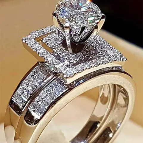 Rhinestone Decorated Ring for Women (2pcs/set), Elegant Rhinestone Ring, Fashion Rings Jewelry for Party, Daily Clothing Decor, Beautiful Rings, Trendy All-match & Exquisite Jewelry, Fashionable Jewelry for Birthday Gift, Gifts for Girlfriend