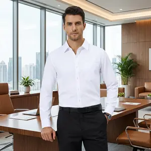 Men's 4-Way Stretch Dress Shirts Long Sleeve Collared Casual Solid Button Down Shirt - Comfortable Breathable Formal Wedding Dating Business Office Wear Perfect for Daily Professional Attire Lightweight Wrinkle Resistant Fabric